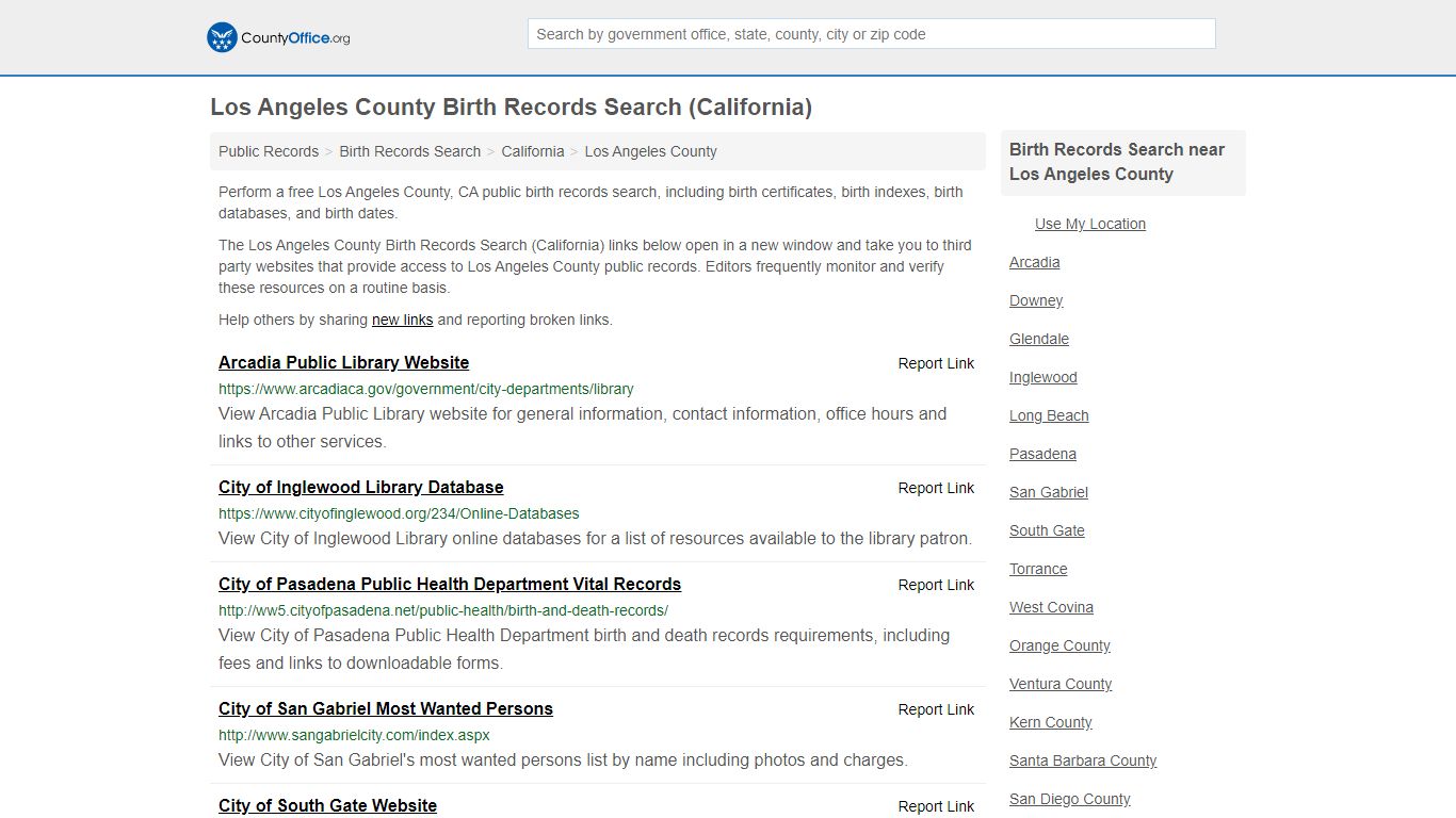 Birth Records Search - Los Angeles County, CA (Birth ...